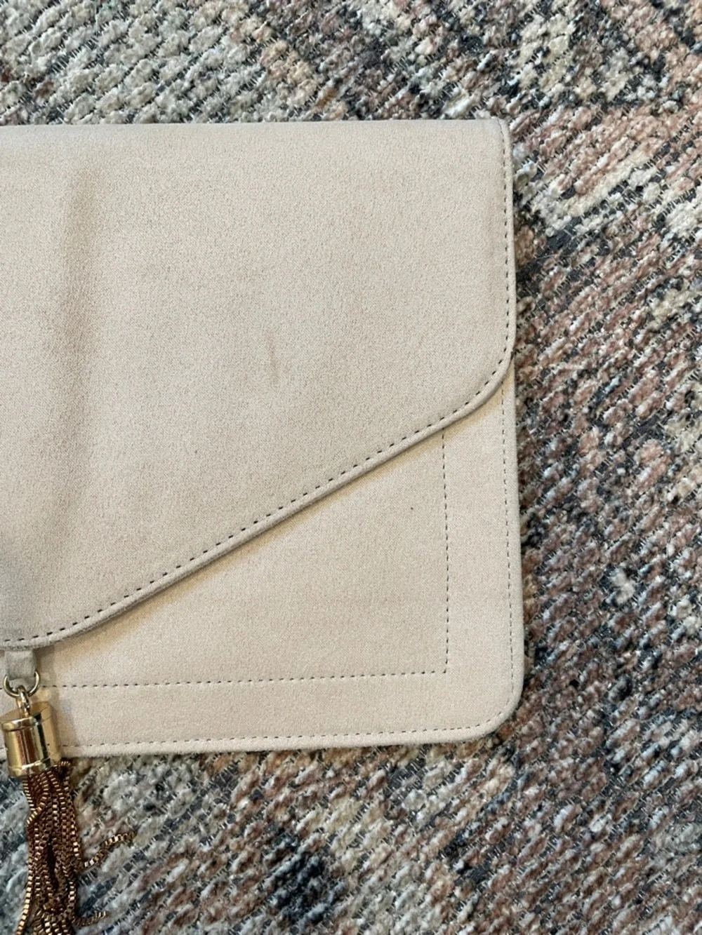 ASOS Blush Faux Suede Envelope Clutch Nude Tassel Bag
